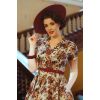 Robe pin-up ecrue bouquet roses automnales silhouette swing elegance british vintage 50s
