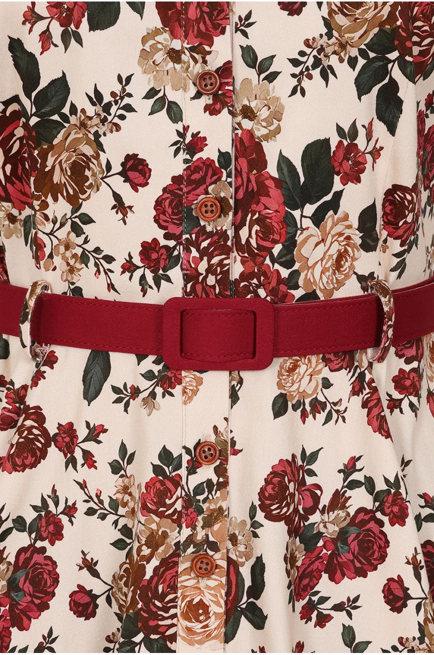 Robe ceremonie ecrue roses automnales col chemise swing Hearts and Roses London vintage