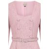 Robe pin-up rose tweed texture col carre boutons recouverts style elegance vintage 50s