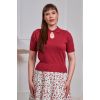 Top maille rouge cerise col polo keyhole bouton bijou manches courtes Banned pin-up vintage