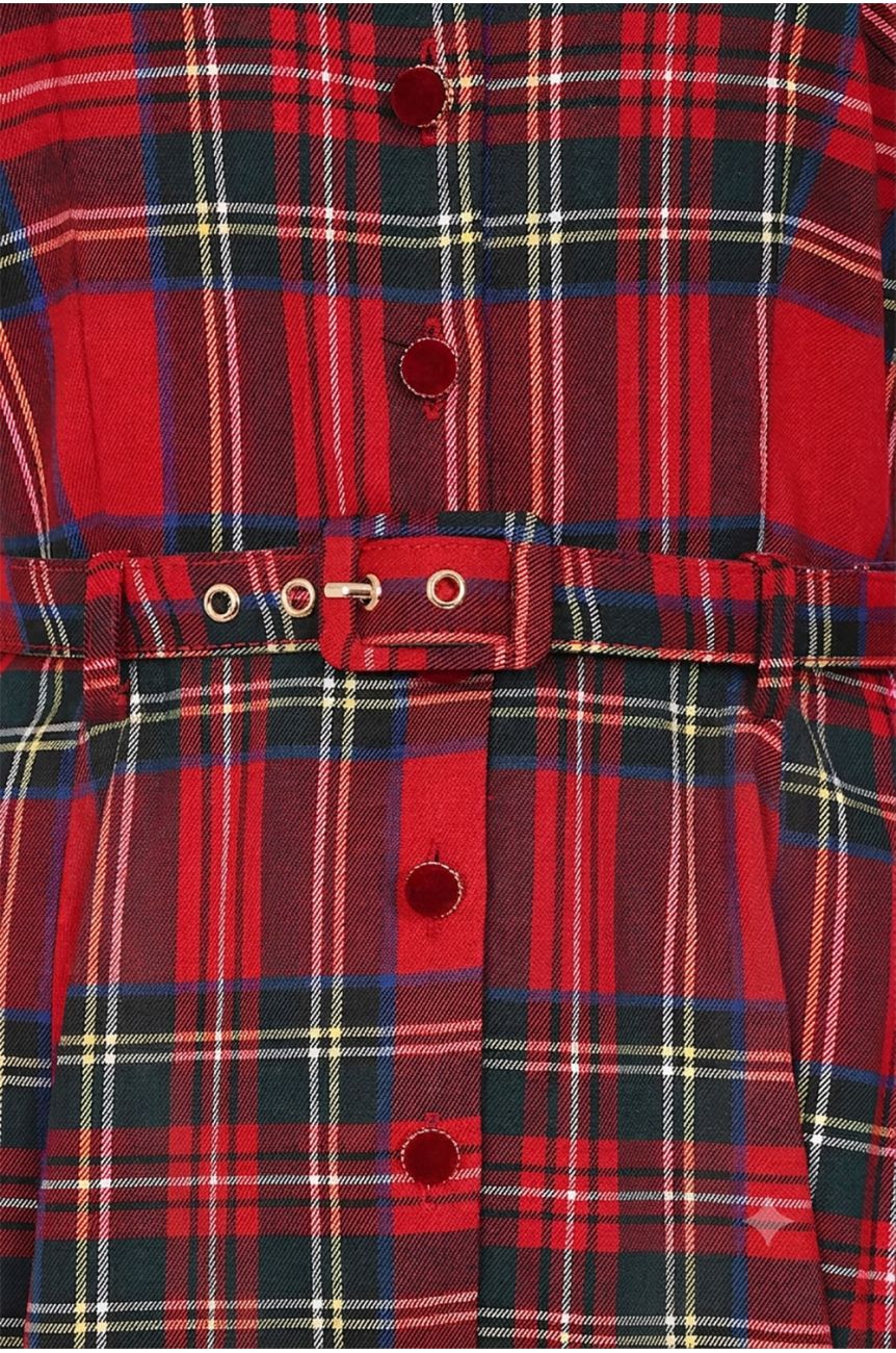 Robe chemise écossais rouge
