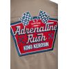 Dos chemise beige patch Adrenaline Rush broderie rouge drapeaux course King Kerosin retro