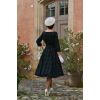 Dos robe Black Watch tartan vert marine jupe swing ample manches 3/4 Hearts and Roses