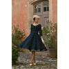 Robe tartan Black Watch vert marine swing col V noeud ceinture Hearts and Roses vintage