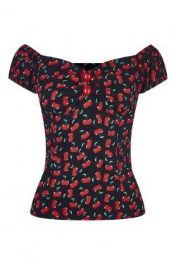 Haut cerises decoleté bateau 