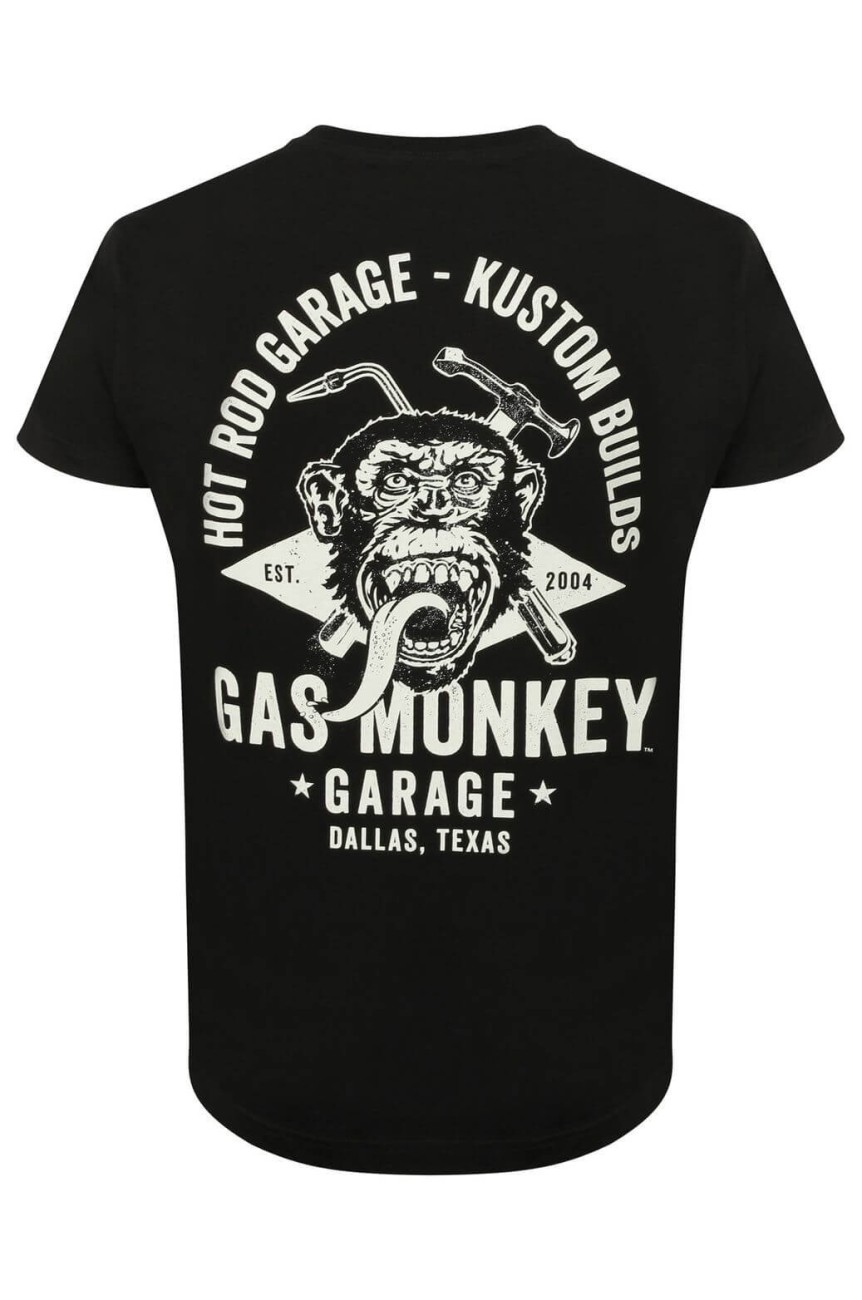 Tee shirt gas monkey Torch & hammer noir
