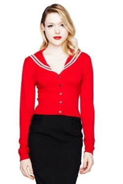 Cardigan pin up style marin rouge